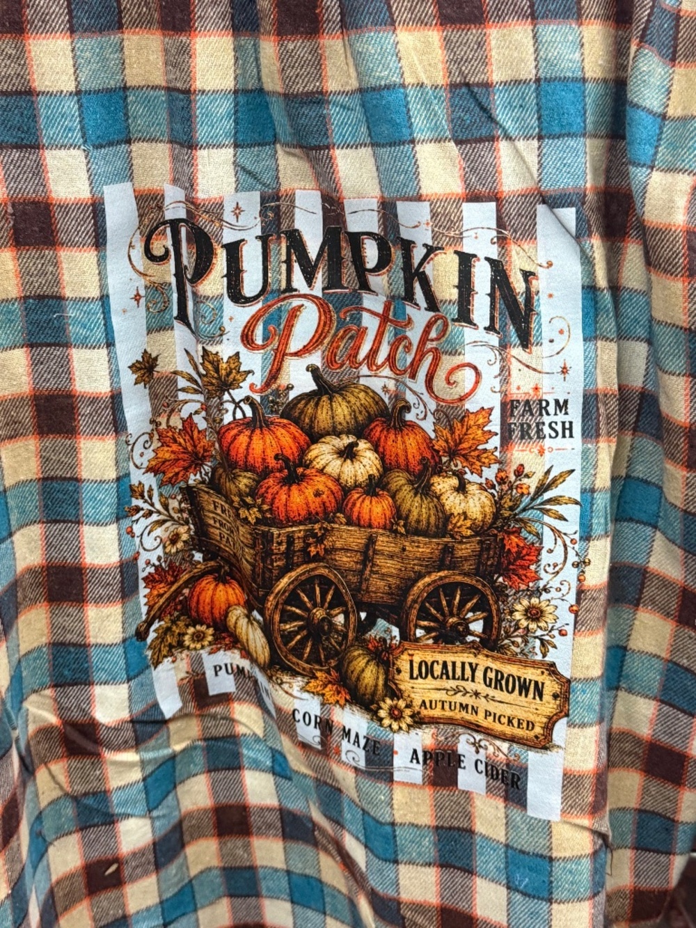 Bogari Pumpkin Patch Plaid Fall Flannel Shirt Shacket – XXL